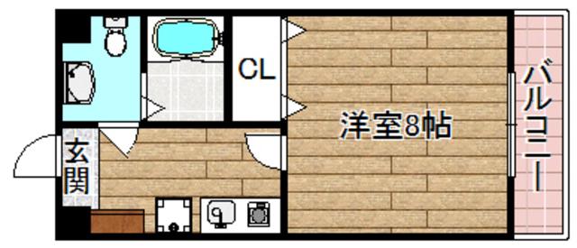 CASA・SOL(1K/2階)の間取り写真