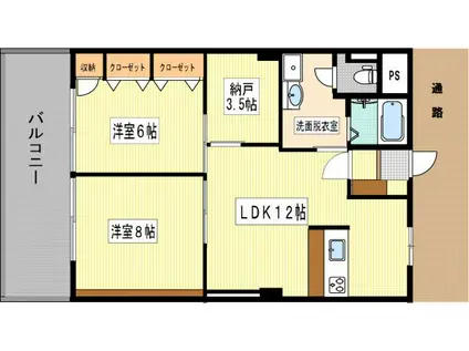 小倉セントラルコーポ(2SLDK/5階)の間取り写真