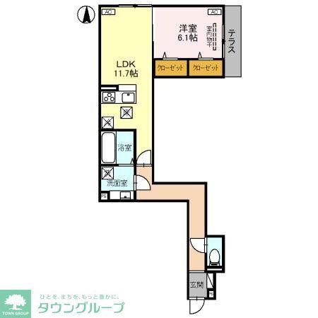 Dアヴァンス高富C棟(1LDK/1階)の間取り写真
