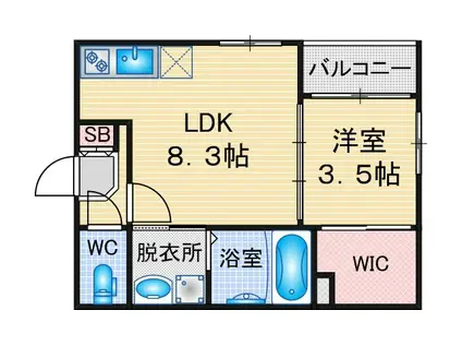 ハーモニーテラス松葉町一丁目2(1LDK/3階)の間取り写真