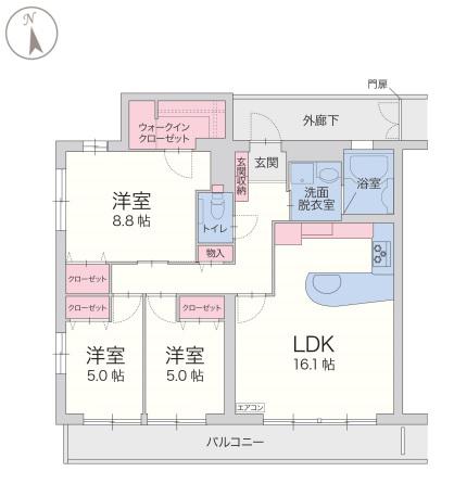 アンブリョン(3LDK/3階)の間取り写真