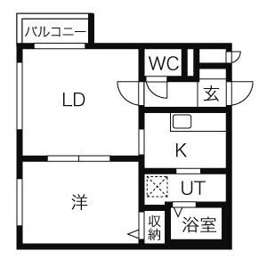 エルサコート澄川(1LDK/4階)の間取り写真