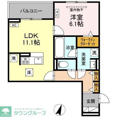 ビスタレイルウェイ八田(1LDK/1階)の間取り写真