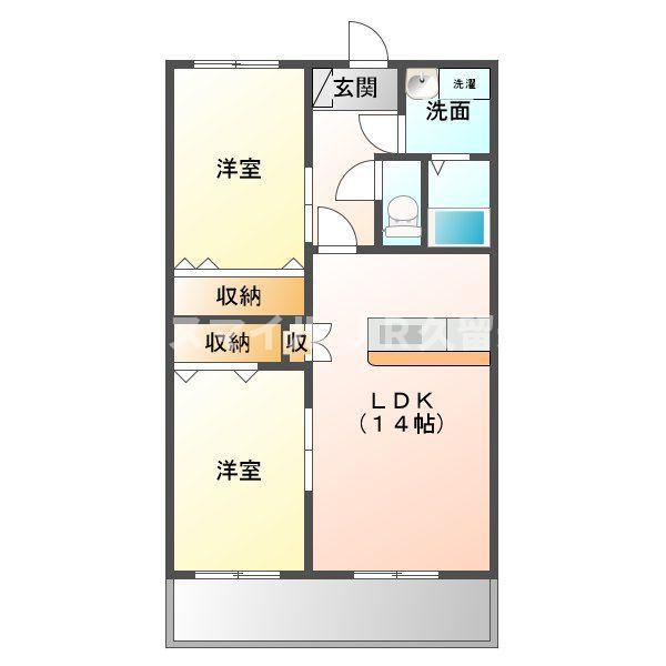 ソレイユ合川(2LDK/1階)の間取り写真
