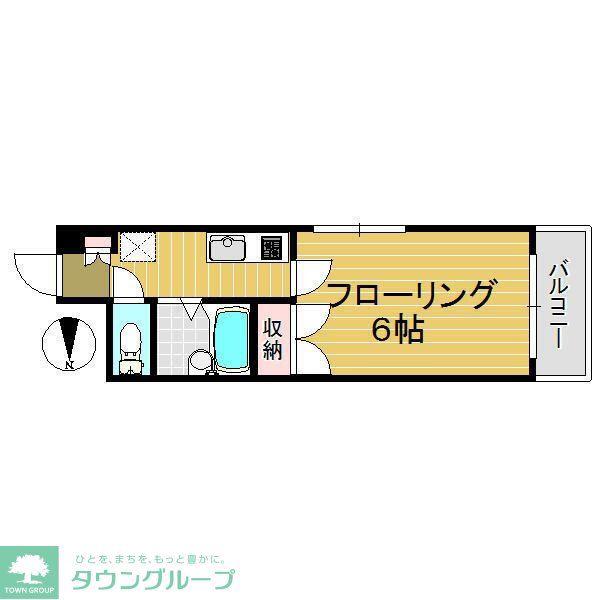 東急田園都市線 三軒茶屋駅 徒歩6分 4階建 築23年(1K/2階)の間取り写真