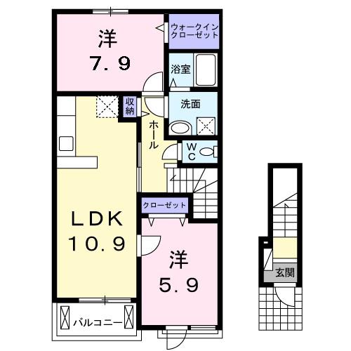 プリムローズ(2LDK/2階)の間取り写真