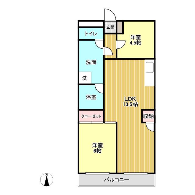 ロイヤル前山(2LDK/3階)の間取り写真