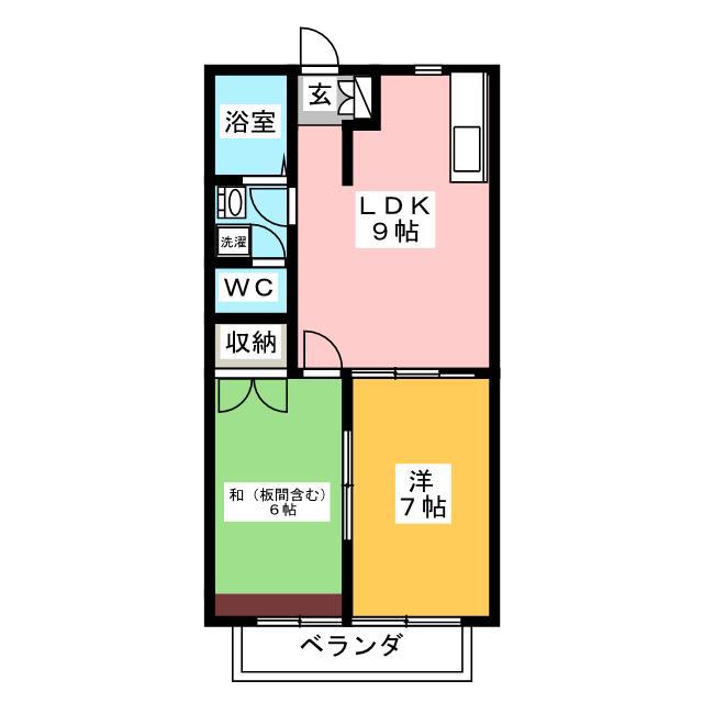 ディアスコート北野(2LDK/2階)の間取り写真