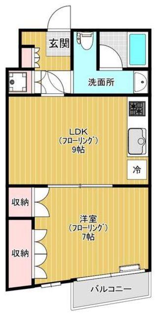 朝日広尾マンション(1LDK/3階)の間取り写真