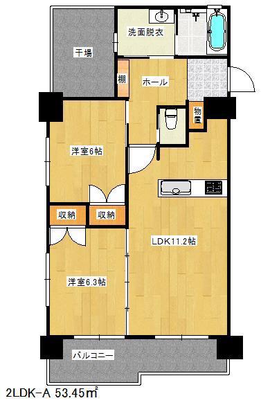 カーサSK(2LDK/3階)の間取り写真