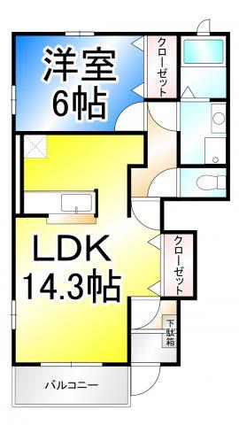 メルティー・アイ II(1LDK/1階)の間取り写真