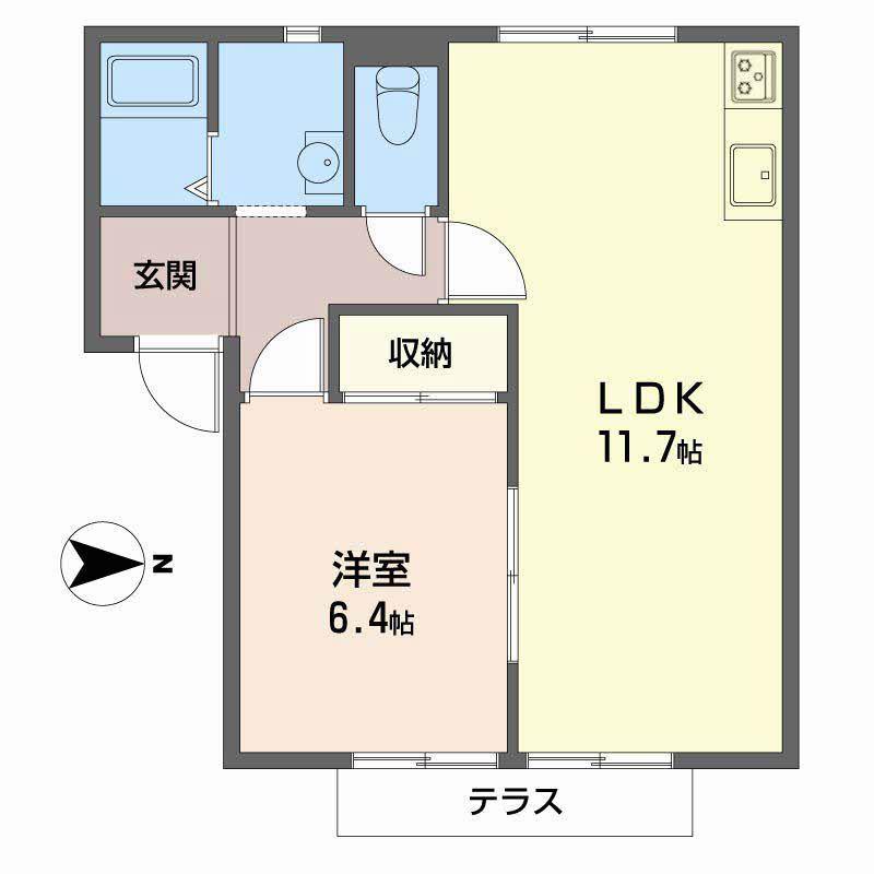 ツインハイム(1LDK/1階)の間取り写真