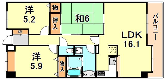ルナガーデン(3LDK/1階)の間取り写真