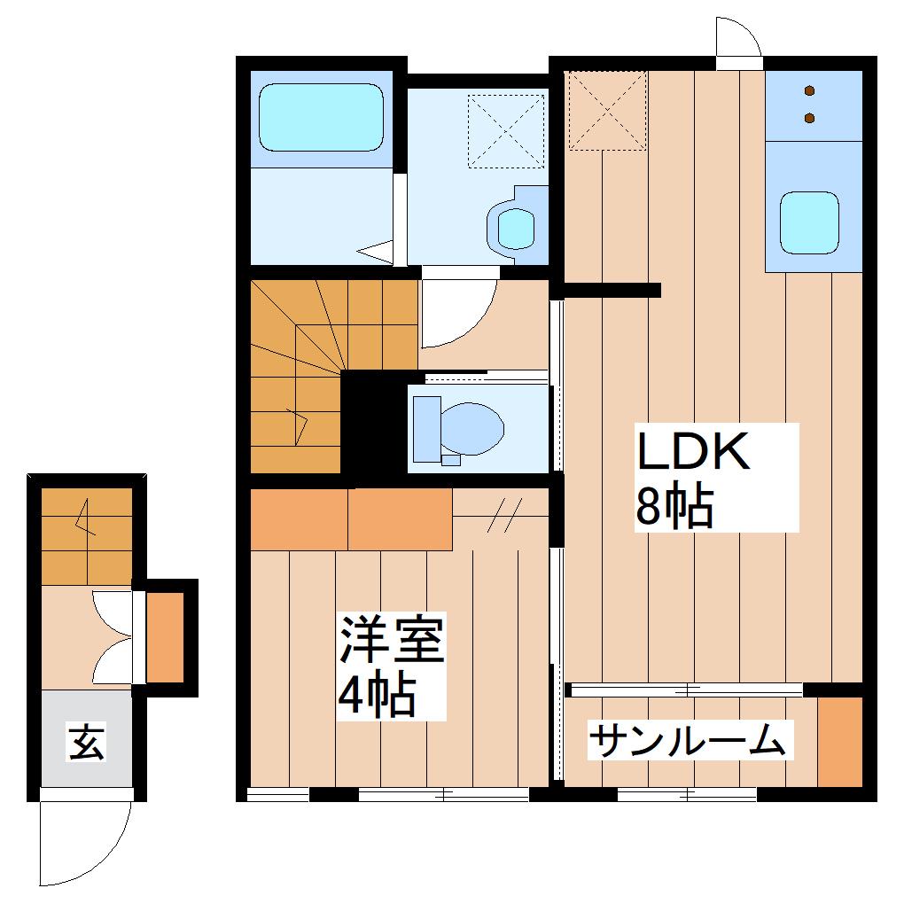 アインタウゼント3(1LDK/2階)の間取り写真
