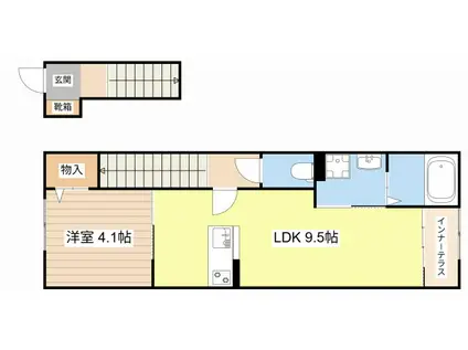 草津市草津3丁目アパート(1LDK/2階)の間取り写真