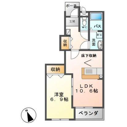 グレイスヴィラ(1LDK/1階)の間取り写真
