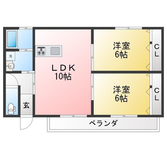 梓川平屋(2LDK/1階)の間取り写真