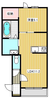 フォンテーヌ弥生II(1LDK/2階)の間取り写真