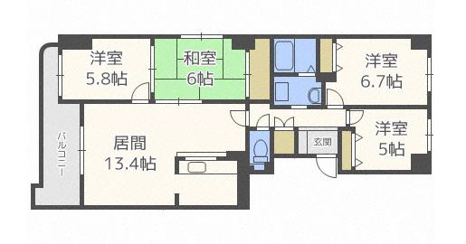 サンシティ新さっぽろ参番館(4LDK/8階)の間取り写真