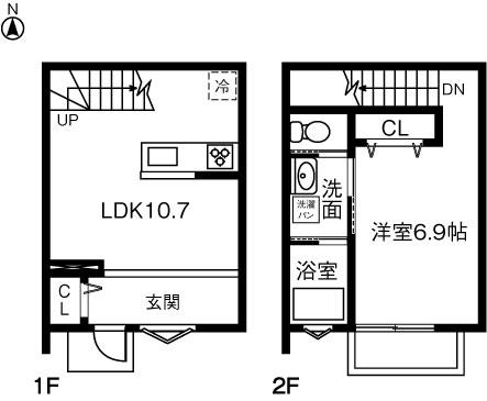 BLEU BRUN A(1LDK/1階)の間取り写真