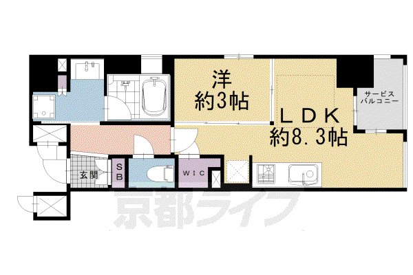 ソルティア京都四条堀川(1LDK/6階)の間取り写真