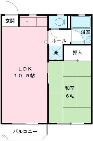 コーポ城西(1LDK/2階)の間取り写真