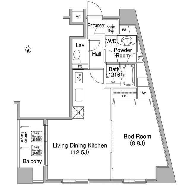 コンフォリア銀座イースト 部屋番号04(1LDK/4階)の間取り写真