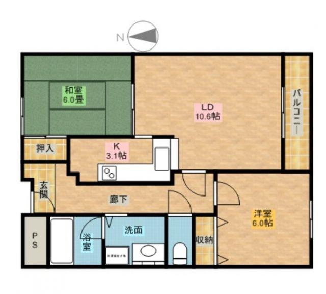 アメージンググレイス(2LDK/4階)の間取り写真