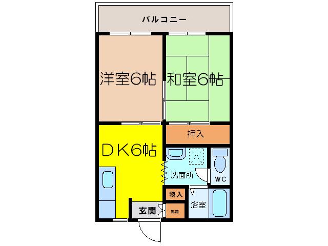ピアッツア本庄(2DK/2階)の間取り写真
