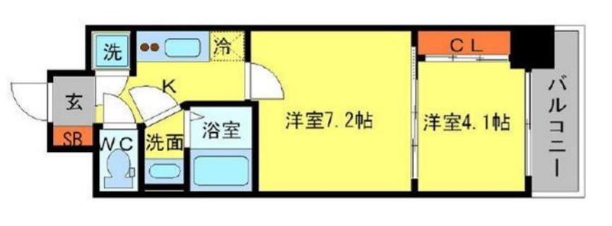 SERENITE本町エコート(1LDK/14階)の間取り写真