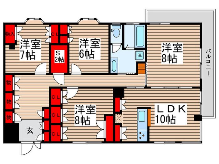 サンライズマンション(4SLDK/3階)の間取り写真