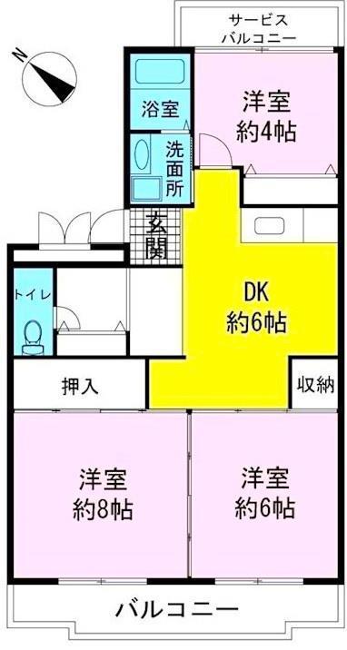 アヴニールドゥモエ(3DK/1階)の間取り写真