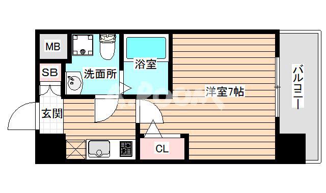 アッシュレジデンス吉野(1K/7階)の間取り写真