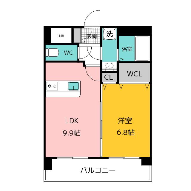 ドミール箱崎MIII(1LDK/3階)の間取り写真