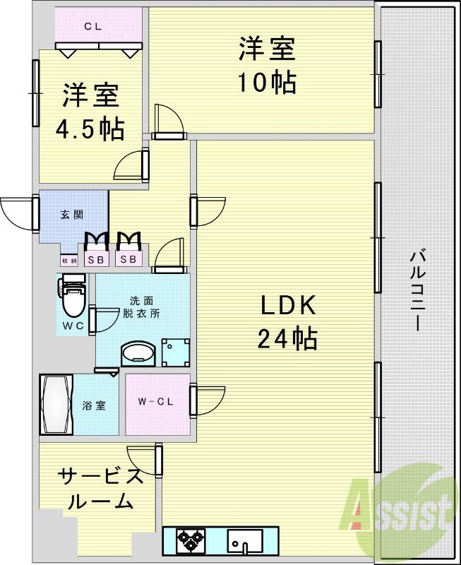 マンションサルナート(2LDK/6階)の間取り写真