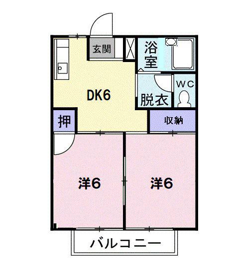 ヒーローハイツ(2DK/2階)の間取り写真