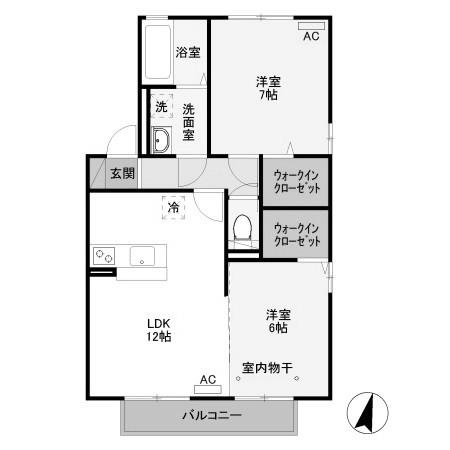 MIYABI A(2LDK/2階)の間取り写真