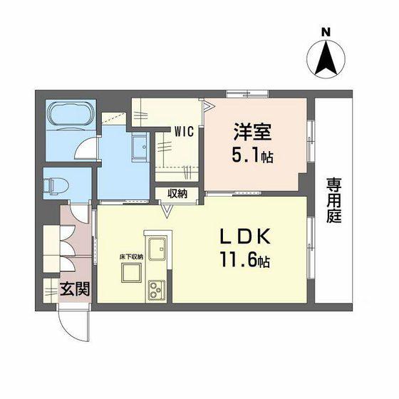 オースピシャス大安寺(1LDK/1階)の間取り写真