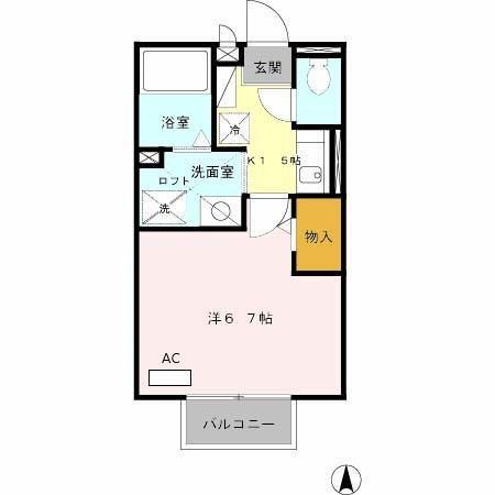ファミール麻野(1K/2階)の間取り写真