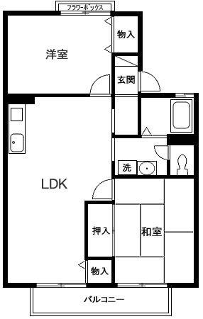 クレセント石橋(2LDK/2階)の間取り写真