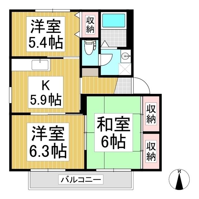 ロベリア(3K/1階)の間取り写真