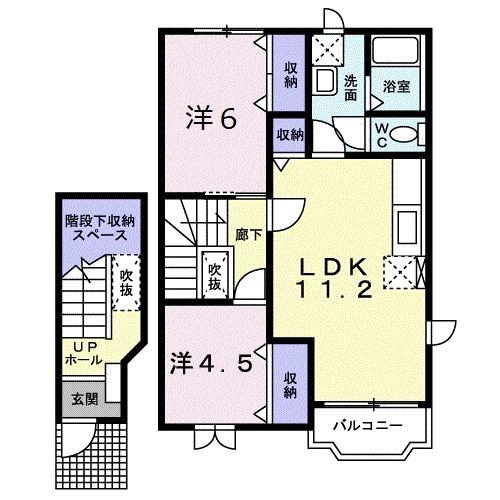 クレストール21 B(2LDK/2階)の間取り写真