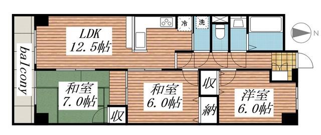 リアライズ城北(3LDK/5階)の間取り写真