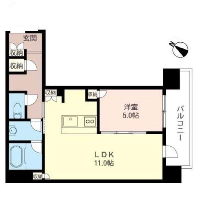 オーキッドレジデンス品川(1LDK/5階)の間取り写真
