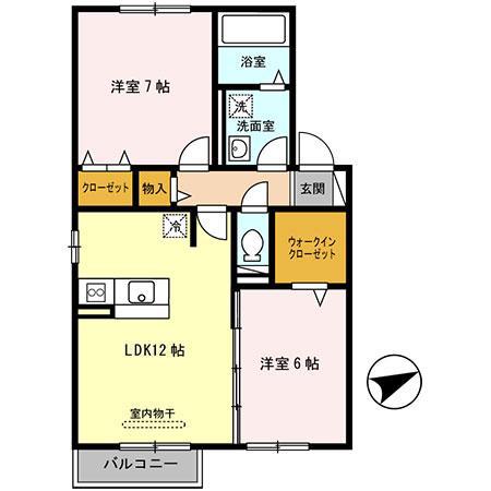 ヴェルコート A棟(2LDK/2階)の間取り写真