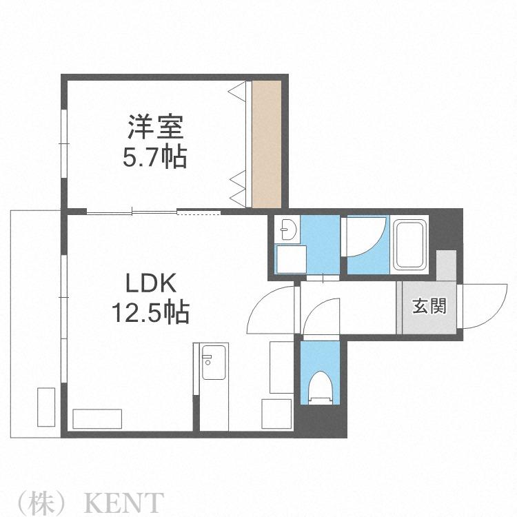 CILIEGIO円山シリエージョ円山(1LDK/5階)の間取り写真