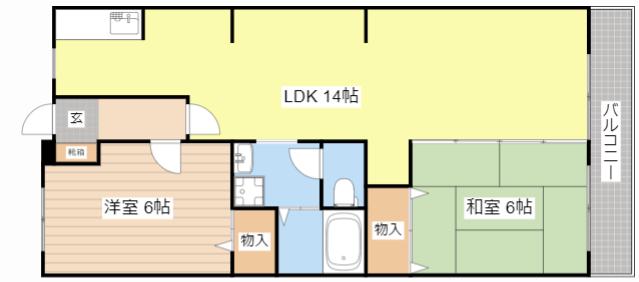 グランシャリオマンション(2LDK/4階)の間取り写真