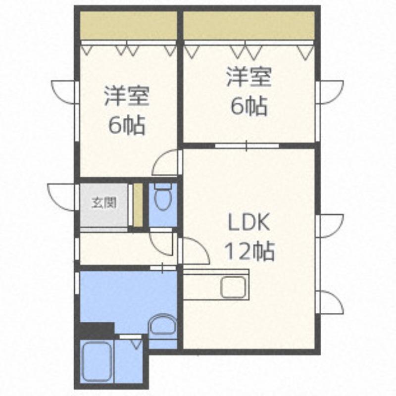 ディーセント川沿(2LDK/2階)の間取り写真