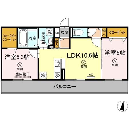 メゾンOTC(2LDK/3階)の間取り写真