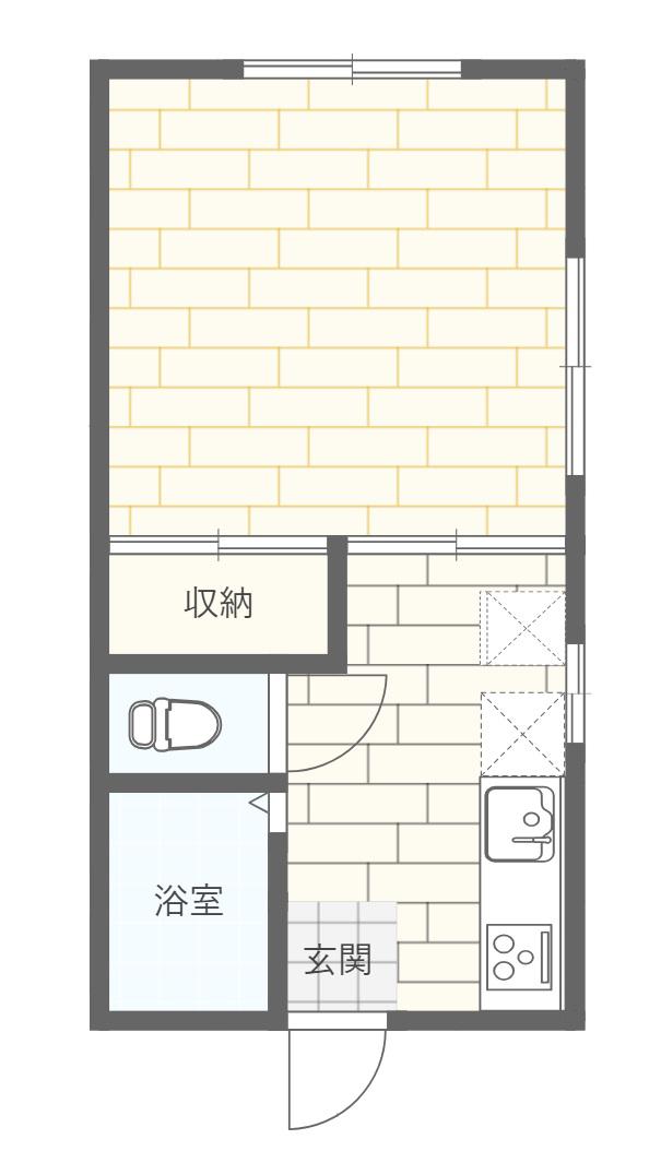 スマイルハウス2号館(1K/1階)の間取り写真